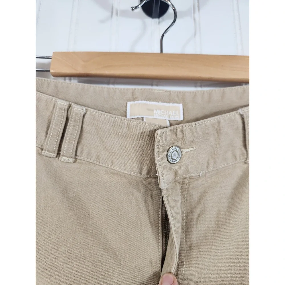 Michael Kors Khaki Cargo Pants Womens 10 Stretch Straight Leg Flap‎ Pocket 34x29